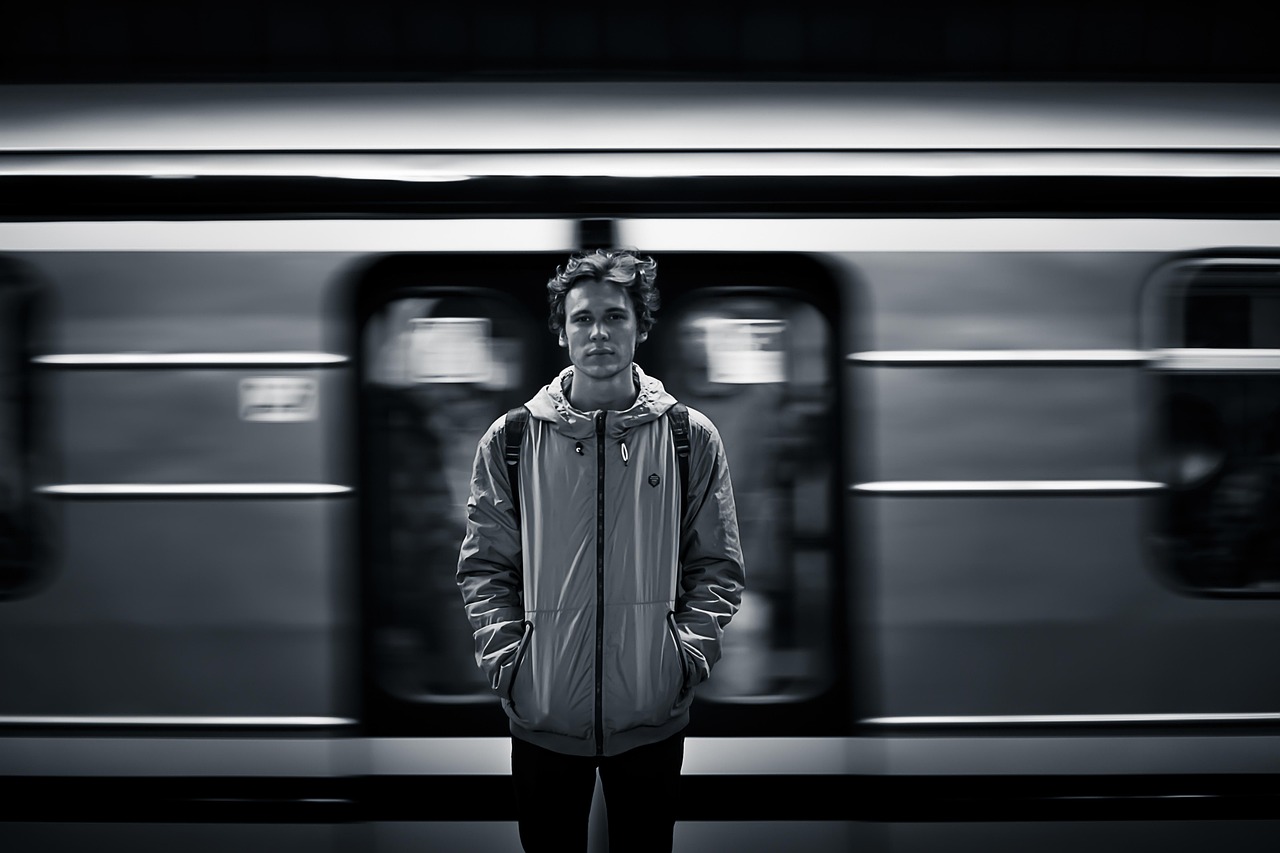 Man, train, public transportation — Coronavirus disease 2019